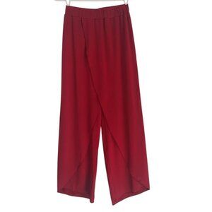 Women's Red Wide Leg Pants with Overlay Front Design, Size M, NWOT